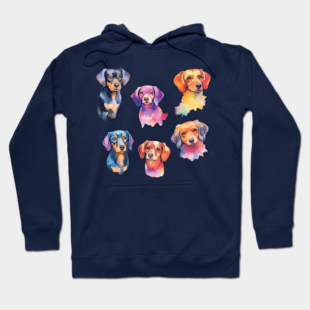 Watercolor Woofs: Vibrant Dog Sticker Pack Hoodie by kbark